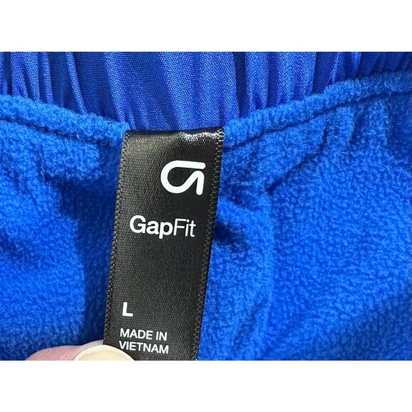 Gap GapFit Fleece Lined Track Pants Royal Blue Large (32x30) High Rise Calf Snap - Picture 4 of 10